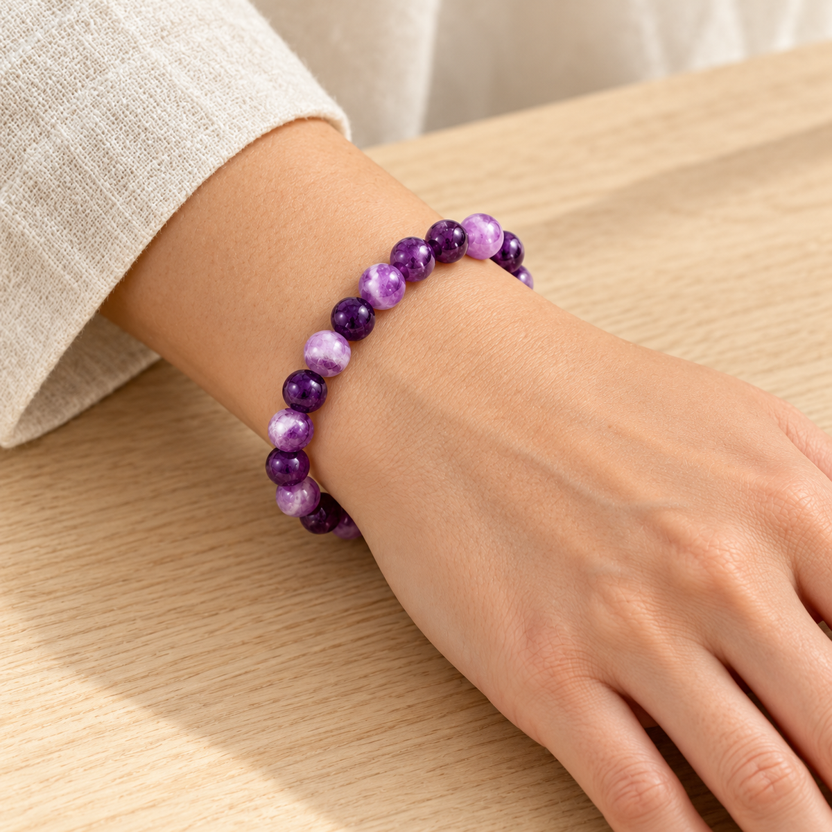 Pulseira de Ametista — Pedra Natural — exemplo de utilização