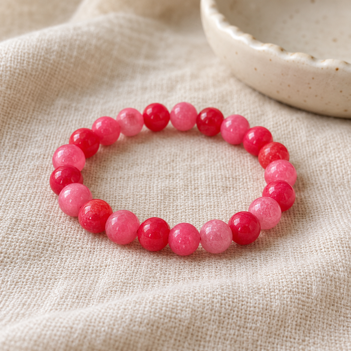 Pulseira de Ágata Rosa — Pedra Natural — em ambiente