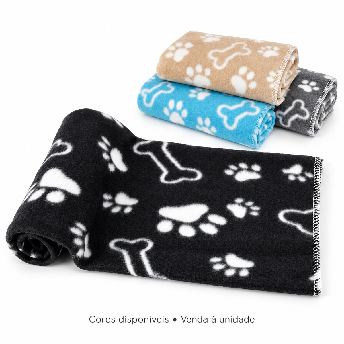 Manta para animais com patas e ossos — 60 × 60 cm — cores disponíveis