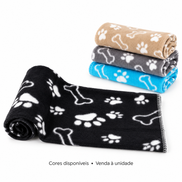 Manta para animais com patas e ossos — 120 × 120 cm — cores disponíveis