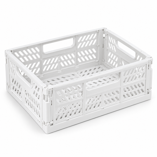 Cesto dobrável branco — 43 × 29 × 16 cm