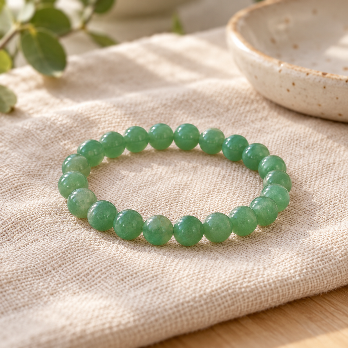 Pulseira de Aventurina — Pedra Natural — em ambiente