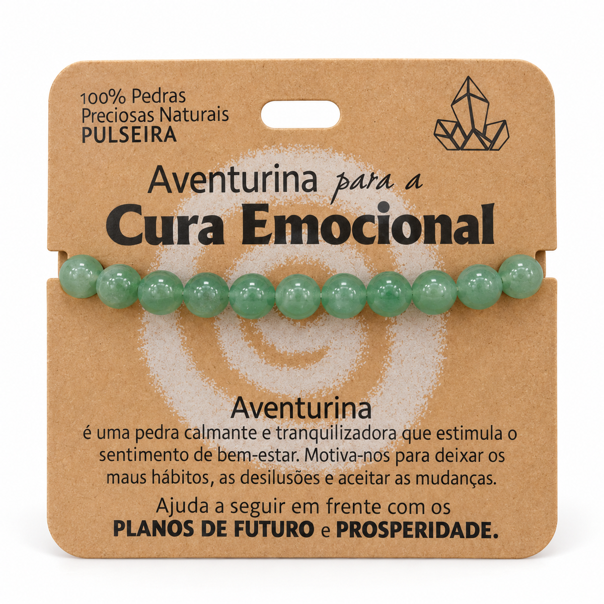 Pulseira de Aventurina — Pedra Natural — com embalagem