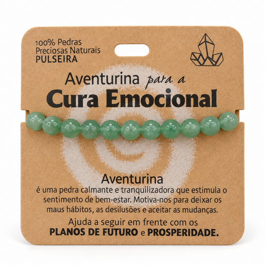 Pulseira de Aventurina — Pedra Natural — com embalagem