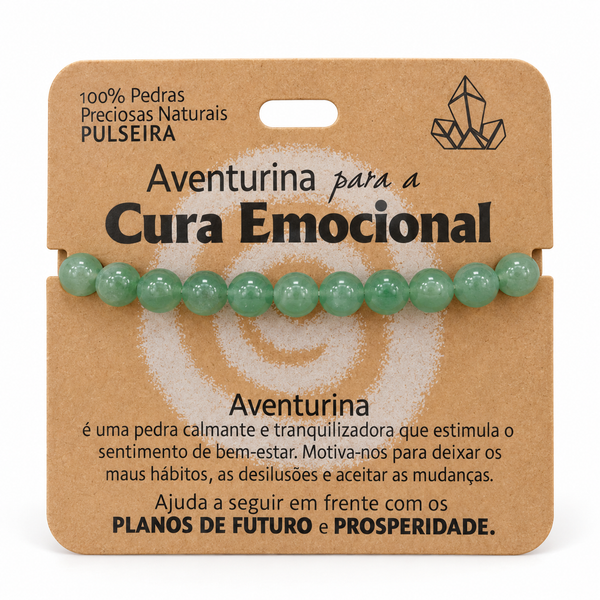 Pulseira de Aventurina — Pedra Natural — com embalagem