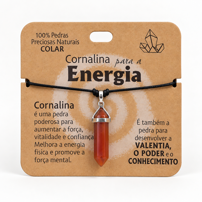 Colar de Cornalina — Pedra Natural — embalagem