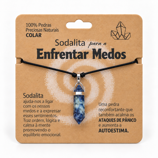Colar de Sodalita — Pedra Natural — com embalagem