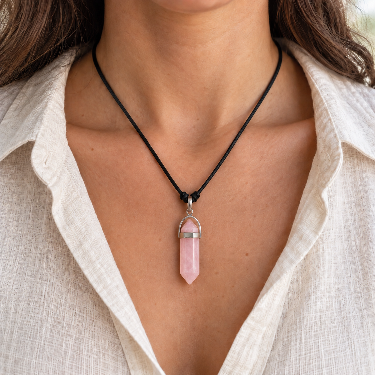 Colar de Ágata Rosa — Pedra Natural — exemplo de utilização