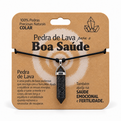 Colar de Pedra de Lava — Pedra Natural — com embalagem