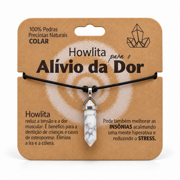 Colar de Howlita — Pedra Natural — embalagem