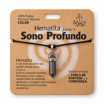 Colar de Hematita — Pedra Natural — com embalagem