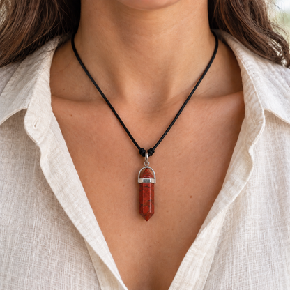 Colar de Jaspe Vermelho — Pedra Natural — exemplo de utilização
