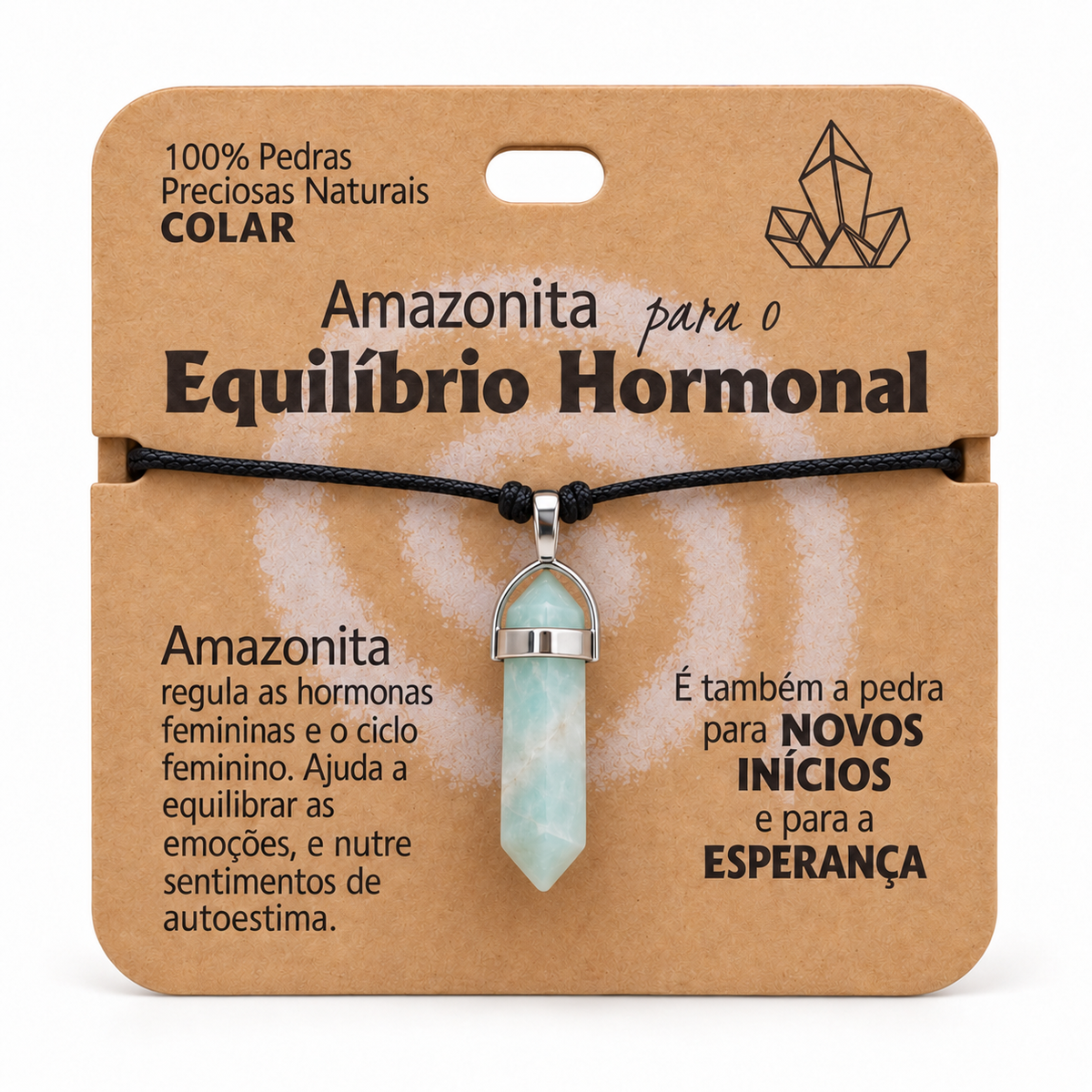 Colar de Amazonita — Pedra Natural — com embalagem