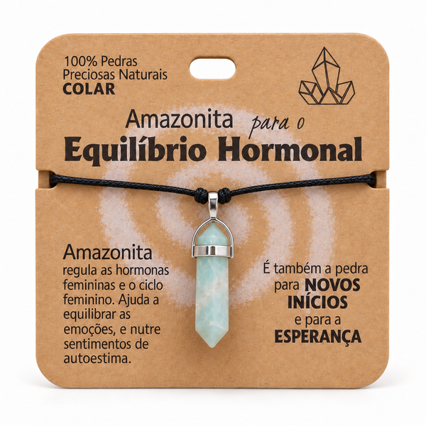Colar de Amazonita — Pedra Natural — com embalagem