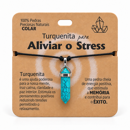 Colar de Turquenita — Pedra Natural — com embalagem