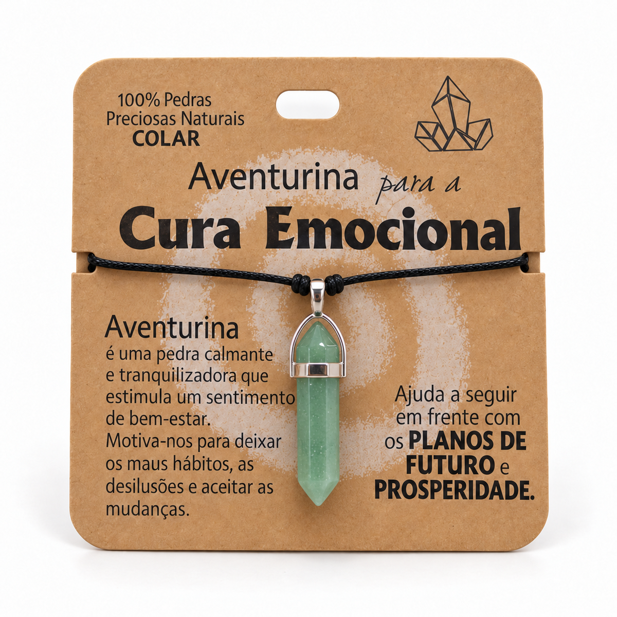 Colar de Aventurina — Pedra Natural — com embalagem
