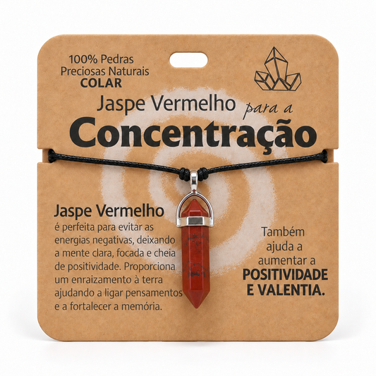 Colar de Jaspe Vermelho — Pedra Natural — com embalagem