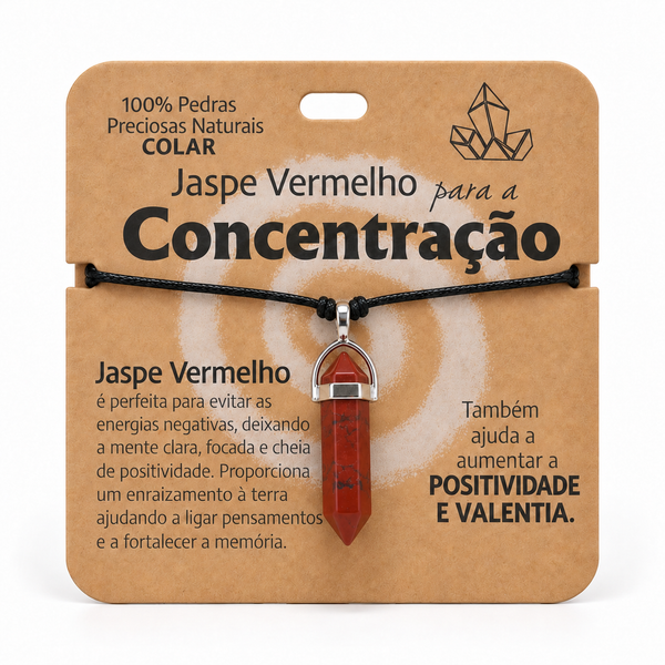 Colar de Jaspe Vermelho — Pedra Natural — com embalagem