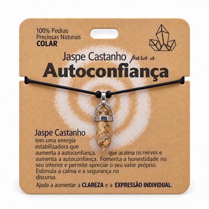 Colar de Jaspe Castanho — Pedra Natural — com embalagem