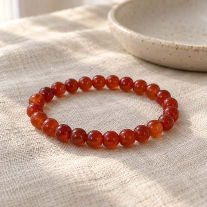 Pulseira de Cornalina — Pedra Natural — em ambiente