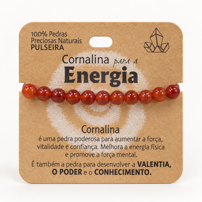 Pulseira de Cornalina — Pedra Natural — com embalagem