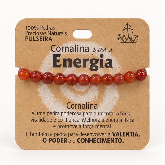 Pulseira de Cornalina — Pedra Natural — com embalagem