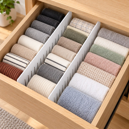 Divisórias brancas para gavetas, 42,3 × 13 cm — exemplo de utilização