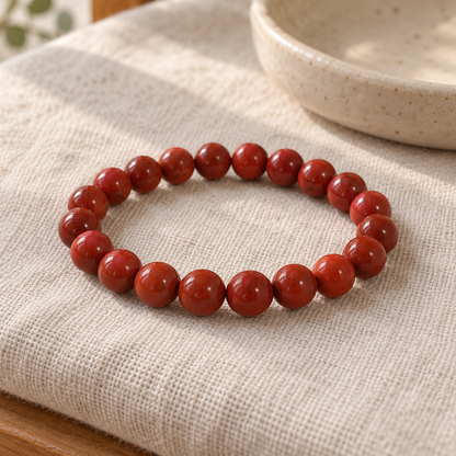 Pulseira de Jaspe Vermelho — Pedra Natural — em ambiente