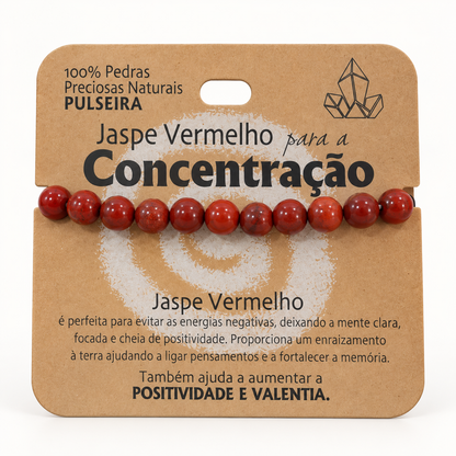 Pulseira de Jaspe Vermelho — Pedra Natural — com embalagem