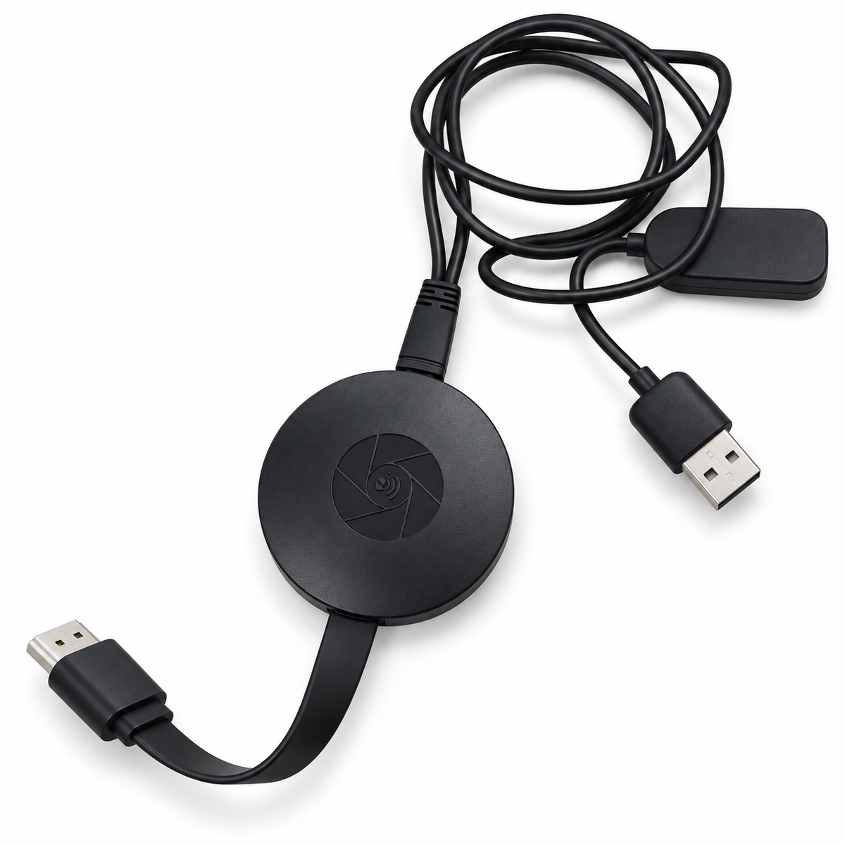 Adaptador HDMI sem fios MTK RT640 com cabo USB e antena Wi-Fi, fundo branco