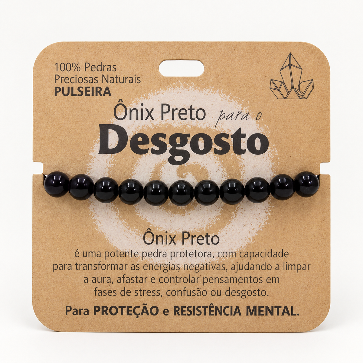 Pulseira de Ónix Preto — Pedra Natural — com embalagem