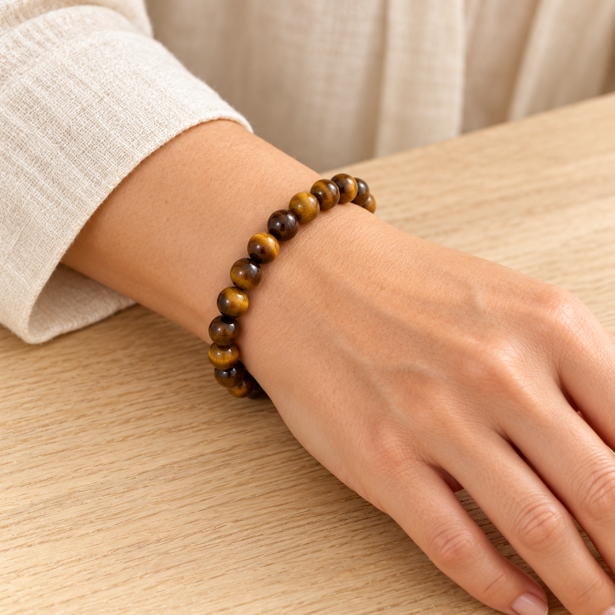 Pulseira de Olho de Tigre — Pedra Natural — exemplo de utilização