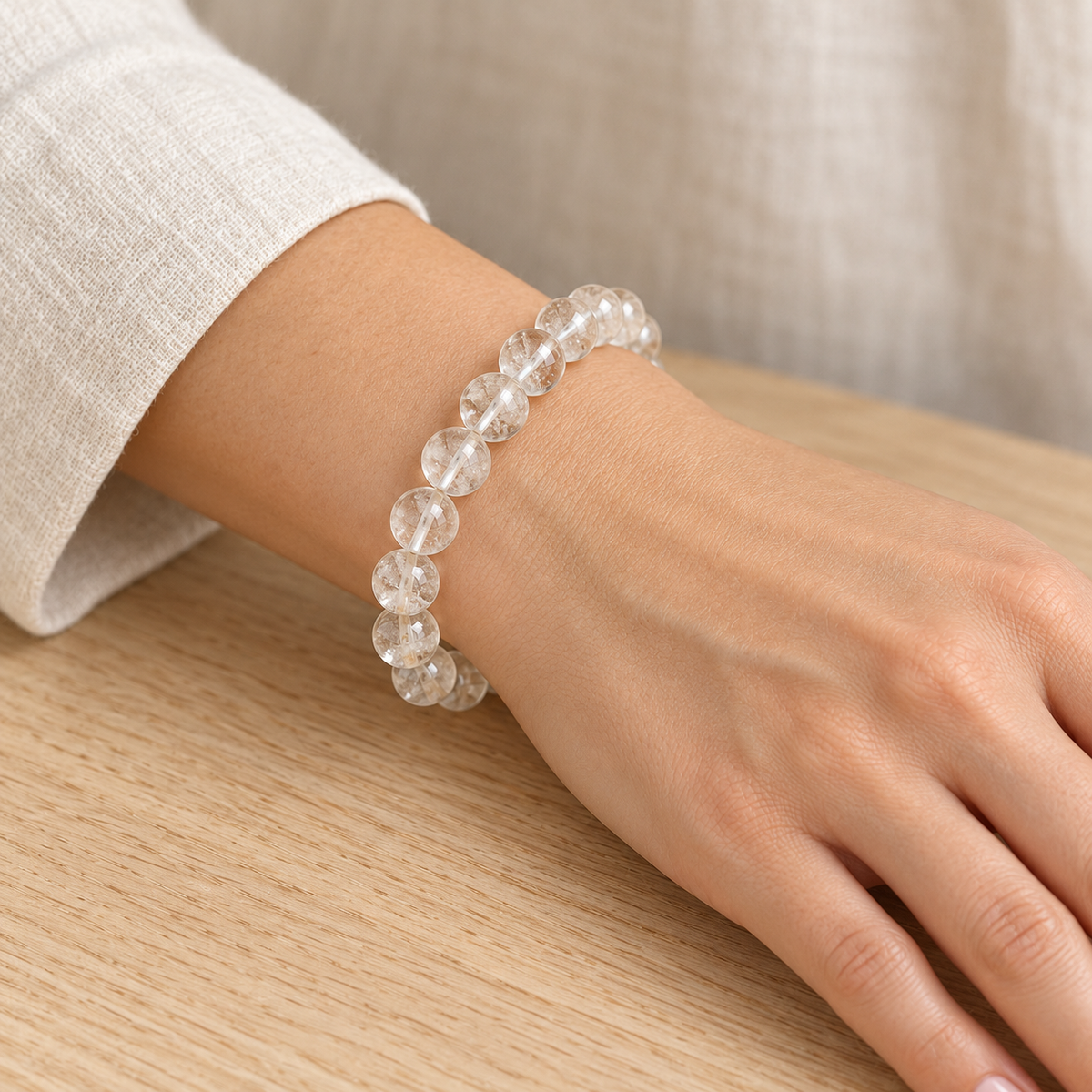 Pulseira de Quartzo Transparente — Pedra Natural — exemplo de utilização