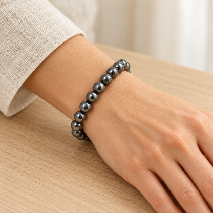 Pulseira de Hematita — Pedra Natural — exemplo de utilização