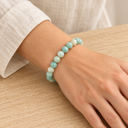 Pulseira de Amazonita — Pedra Natural — exemplo de utilização