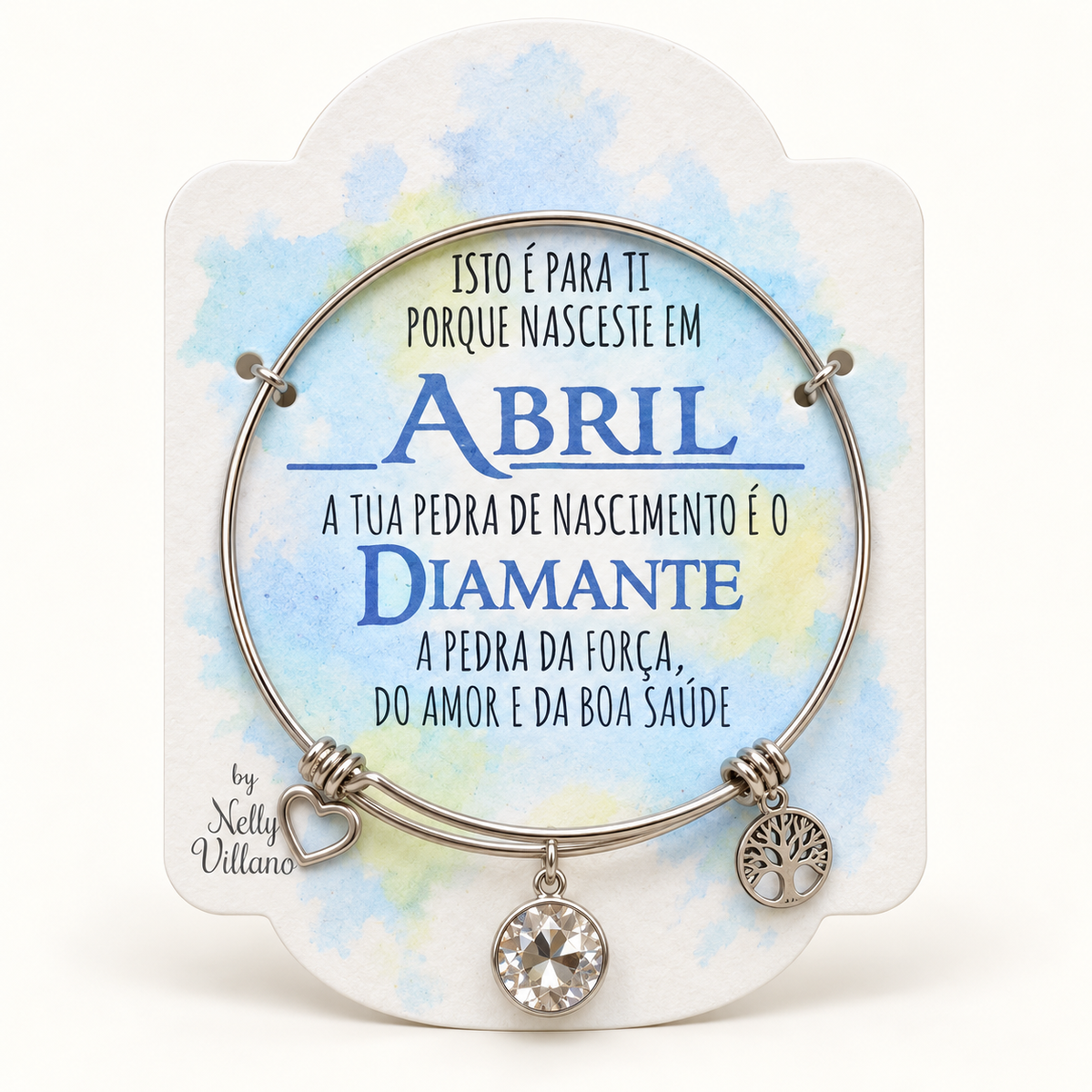 Pulseira — Abril — frente com cartão