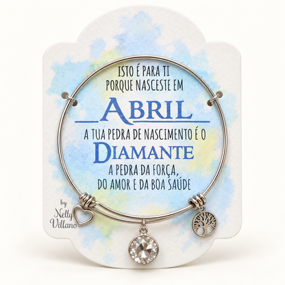Pulseira — Abril — frente com cartão