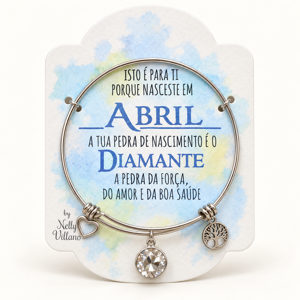 Pulseira — Abril — frente com cartão