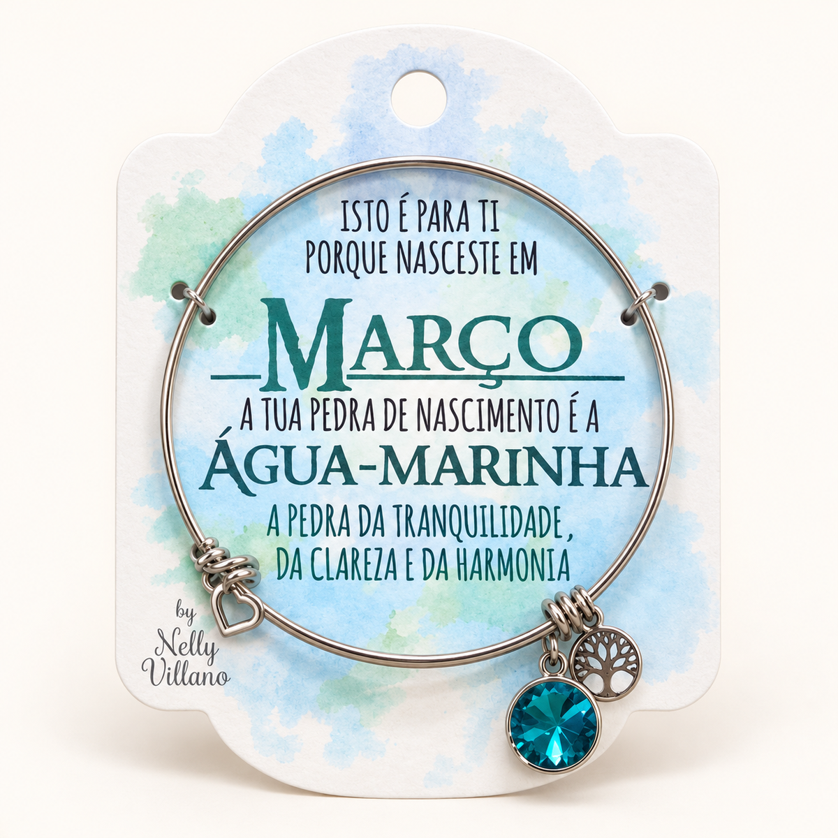 Pulseira — Março — frente com cartão
