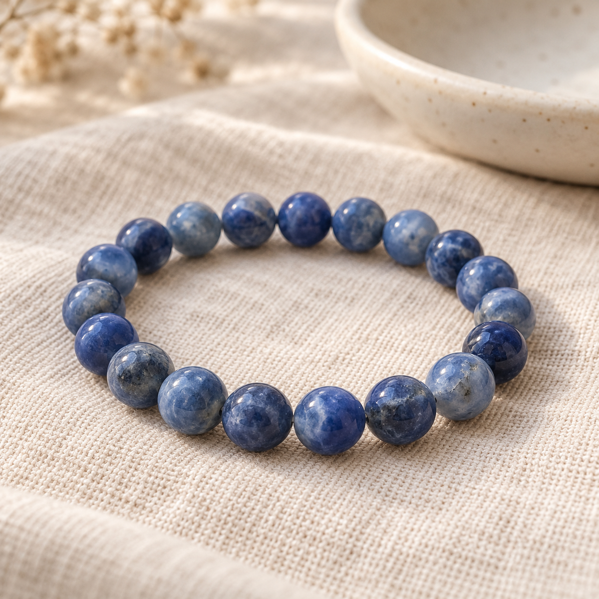 Pulseira de Sodalita — Pedra Natural — em ambiente