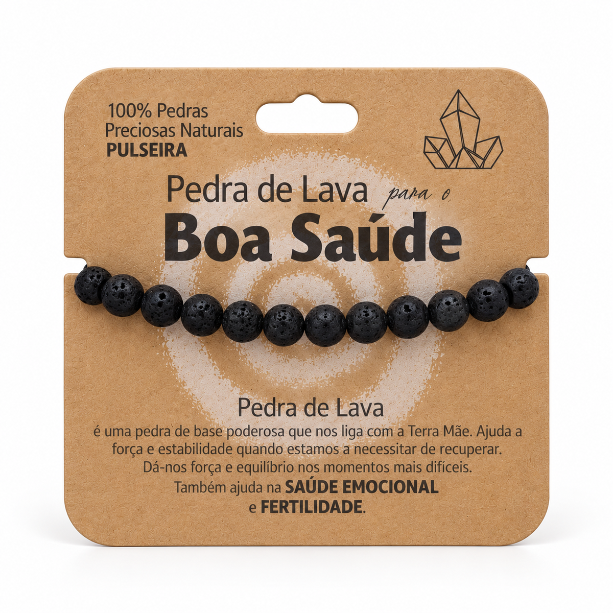 Pulseira de Pedra de Lava — Pedra Natural — embalagem