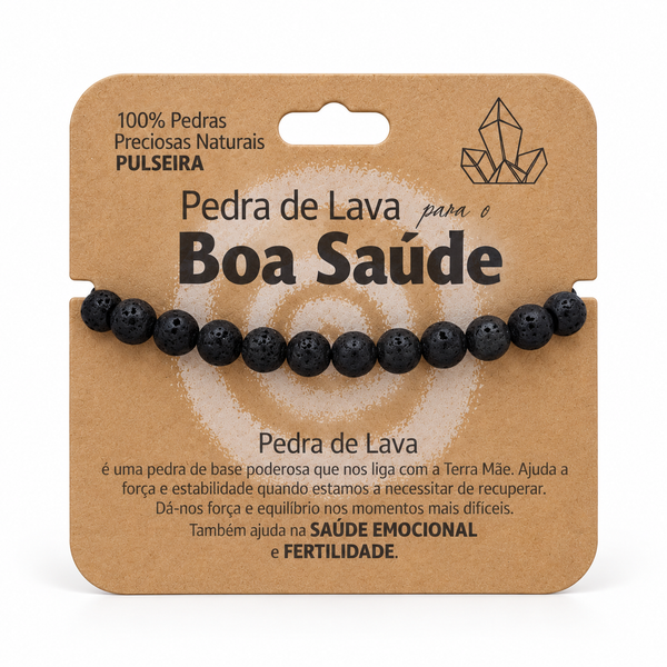 Pulseira de Pedra de Lava — Pedra Natural — embalagem