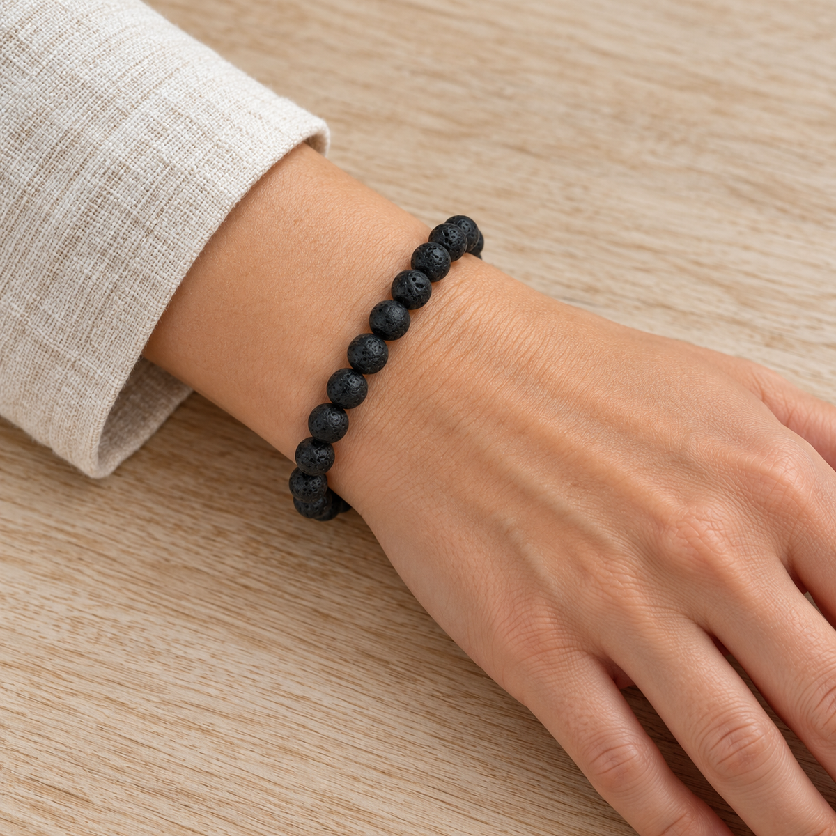 Pulseira de Pedra de Lava — Pedra Natural — exemplo de utilização