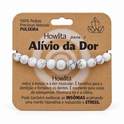 Pulseira de Howlita — Pedra Natural — embalagem