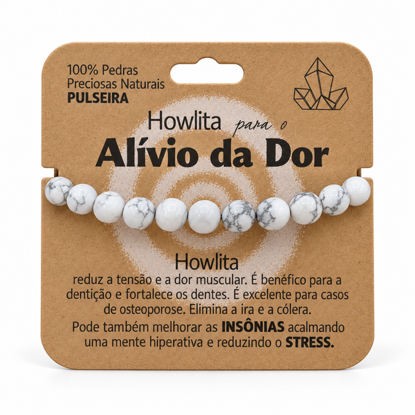 Pulseira de Howlita — Pedra Natural — embalagem