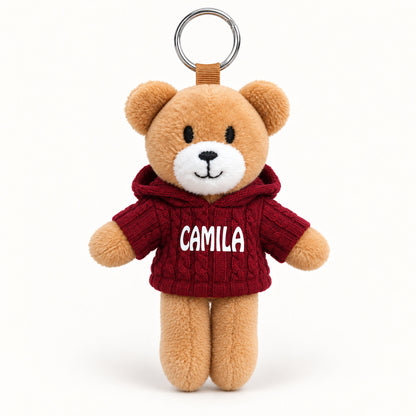 Ursinho Camila — vista completa com argola, fundo branco