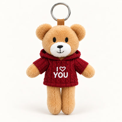 Ursinho I ♥ YOU — vista completa com argola, fundo branco