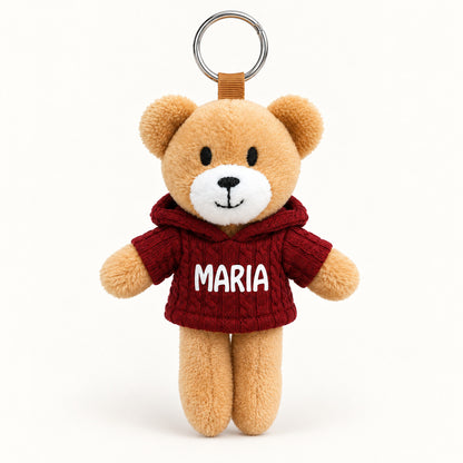 Ursinho Maria — vista completa com argola, fundo branco