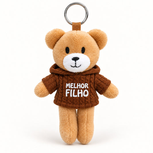 Ursinho Melhor Filho — vista completa com argola, fundo branco
