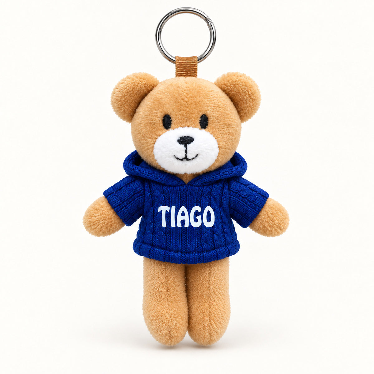 Ursinho Tiago — vista completa com argola, fundo branco